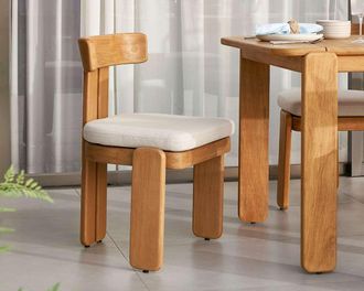 Castlery Eden Outdoor Dining Chair Set of 4 with Ivory Cover, (Sable) Oat, Removable Covers, Water Repellent