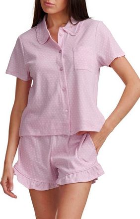 Splendid Ruffle Collar Short Pajamas in Sweet Taffy Star at Nordstrom, Size Medium