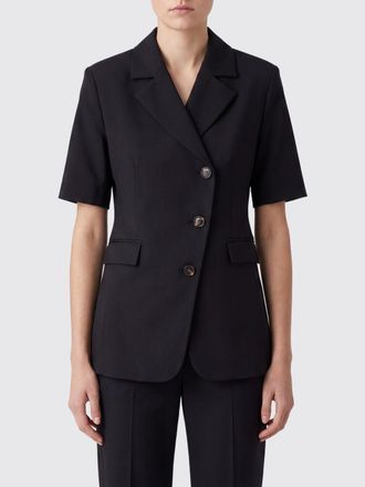 Ganni Blazer corto doppiopetto in cotone organico a maniche corte