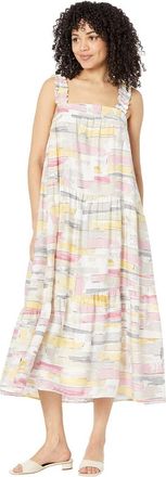 Moon River Moon River Maxi Dress Womens Pink Printed Tiered Square Neck JDM1076