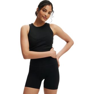 Cotton On Womens Active Rib Curved Hem Tank in Black at Nordstrom, Size X-Small