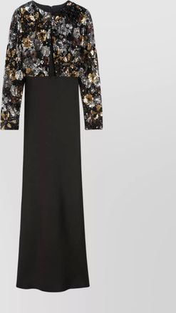 Max Mara geometric tulle insert floor-length dress