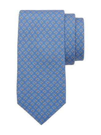 Ferragamo Tetris-print silk tie - men - Silk - One Size - Blue