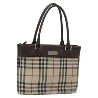 Burberry Tweedehands Canvas handtassen - Dames - Vintage Shopper - Beige - ONE Size - Leer - Vintage