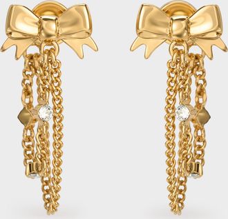 Charles & Keith Paige Crystal-Chain Bow Drop Earrings