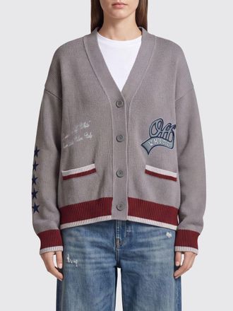 Off-white V-Neck Merino Wool Cardigan with Embroidered Logo