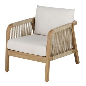 Maisons du monde Sill&oacute;n de exterior de acacia FSC y cuerda cruda