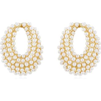 Ettika Imitation Pearl Earrings in Gold at Nordstrom