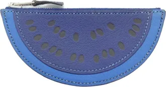 Herm&egrave;s Blue Chevre Leather Coin Purse/Coin Case (Pre-Owned)