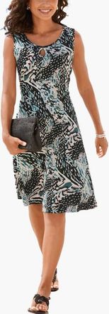 Lascana Womens Printed Keyhole Dress in Black Multi at Nordstrom, Size 10