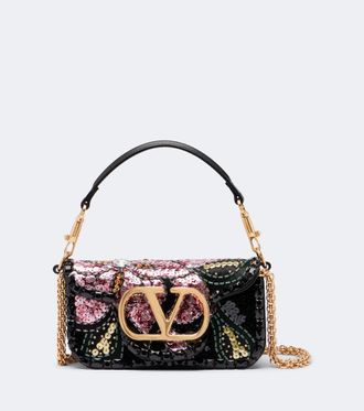 Valentino Garavani Loc&ograve; Small embellished satin shoulder bag