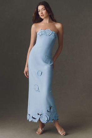 LEO LIN Rayna Floral Appliqu&eacute; Crepe Maxi Dress