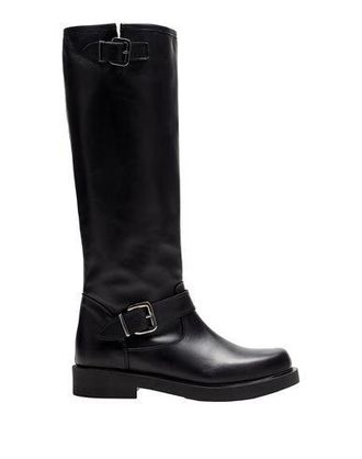 8 by YOOX LEATHER TALL BIKER BOOTS