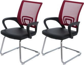 Hhg [nunca Usado] Juego De 2 Sillas De Conferencia Ancona, Sillas Para Visitantes, De Piel Sint&eacute;tica Con Certificaci&oacute;n Mvg, Rojo