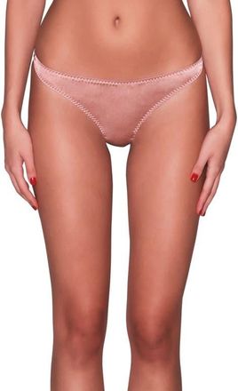 Fleur du Mal Luxe Silk Blend Thong in Tan at Nordstrom, Size 4