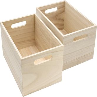 Sorbus Set of 2 Wooden Organizing Crates in Natural at Nordstrom Rack