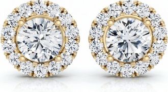 Pompeii3 2 1/2Ct Diamond Halo Studs 14k Gold Lab Grown Womens Earrings