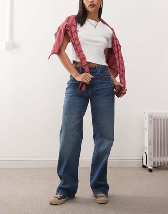 Noisy May Josie - Jeans ampi a vita alta blu medio