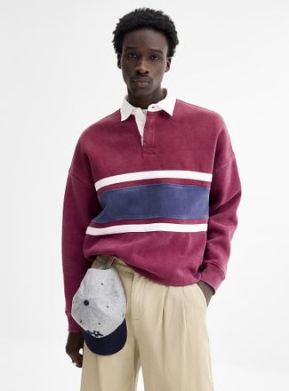 Djab Mens Washed rugby Polo Shirt sweatshirt