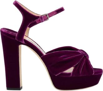 Jimmy Choo London Heloise 120 Sandal - Dames - Sandalen met hakken - Paars - 38 EU - Leer - Schoenen