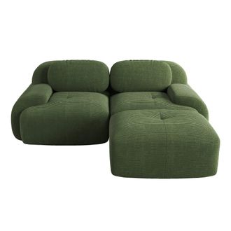 Urban Meuble Sof&aacute; modular de pana verde: respaldo ovalado y asiento ancho