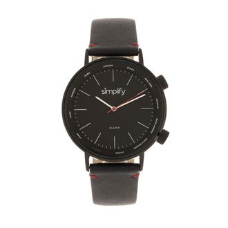 Simplify The 3300 Black Leather-Band Watch