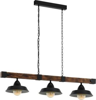 Eglo Eglo Iluminaci&oacute;n L&aacute;mpara De Techo De Madera Y Acero Oldbury 3 Luces