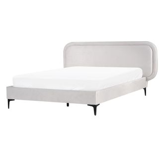 Beliani Beliani - Cama Moderna Con Somier De Terciopelo Gris Claro 140 X 200 Cm Suzette