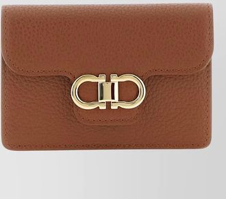 Ferragamo gancini keyring gold tone hardware leather