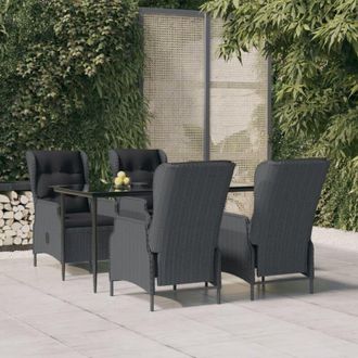 vidaXL Set De Comedor Para Jard&iacute;n 5 Piezas Rat&aacute;n Sint&eacute;tico Gris Oscuro Vidaxl