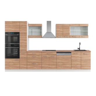 Vicco Mueble De Cocina R-line, Sonoma/blanco, 350 Cm Con Armario Alto, Et Roble, Vicco