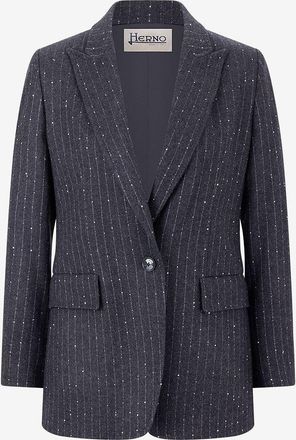 Herno Blazer aus Wolle mit glitzernden Nadelstreifen