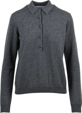 Alpha Studio Polo van gebreide stof - Dames - Polos - Grijs - L - Wol - Tops