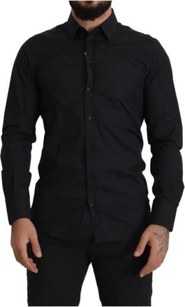 Dolce & Gabbana Zwarte Slim Fit Overhemd - Heren - Casual Overhemden - Zwart - XS - Katoen - Overhemden