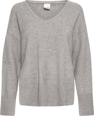 Ichi Maglia Scollo a V - - Knitwear - Donna - Grigio - S