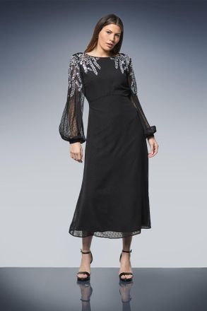 Wallis Womens Occasion Dobby Embellished Cowl Midi Dress - Black - Size 18 UK