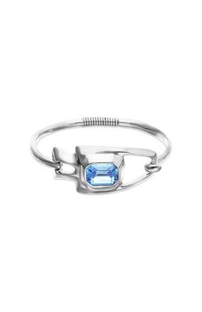 UNOde50 Silver-tone Sculptural Bracelet with Blue Crystal at Nordstrom, Size Medium