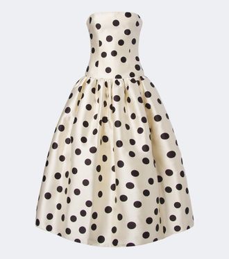 New Arrivals Leyla polka-dot satin bustier gown