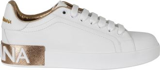 Dolce & Gabbana Portofino Sneakers - Dames - Sneakers - Beige - 37 EU - Leer - Schoenen