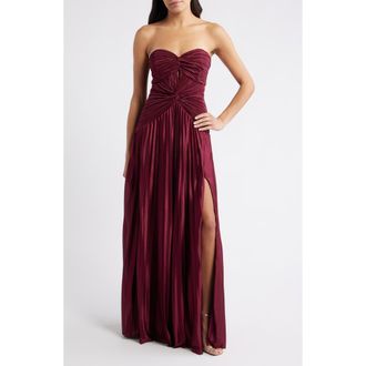Lulus Florence Twist Front Strapless Dress in Burgundy at Nordstrom, Size X-Small