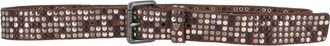 HTC Brown 5,000 Studs Silver Black Leather Belt