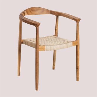 Sklum Sklum - Silla De Comedor Con Reposabrazos En Rat&aacute;n Y Madera De Teca Kiemer
