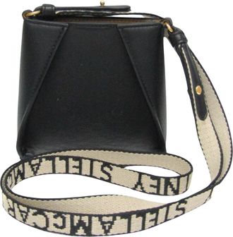 Stella McCartney Stella Mccartney Stella Logo Black Leather Shoulder Bag (Pre-Owned)