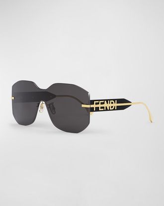 Fendi Rectangular Metal Shield Sunglasses