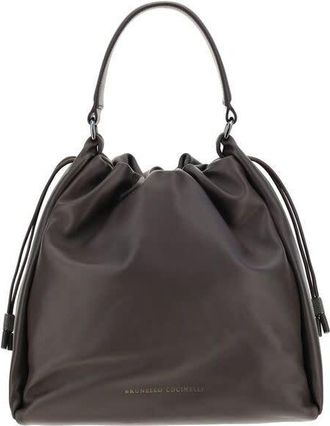 Brunello Cucinelli Calf Leather Shoulder Bag Brown