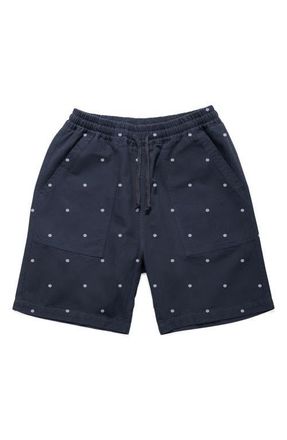 Service Works Polka Dot Cotton Poplin Drawstring Chef Shorts in Navy at Nordstrom, Size Medium