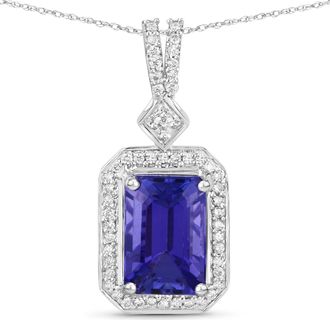 Diana M. Jewels Tanzanite ( AAA+ ) Octagon 8.90x6mm ( Height: 5mm ) - 1Pc + White Diamond F/C Round 1.50mm ( SI-2/HI ) - 1Pc + White Diamond F/C Round 0.80mm ( SI-2/H