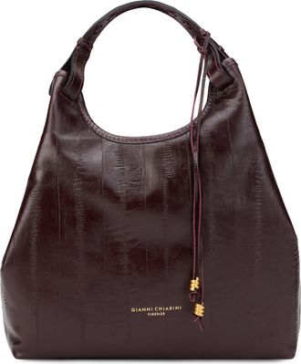 Gianni Chiarini Womens Hobo Bag Antique Ruby Calfskin Handbags Hand