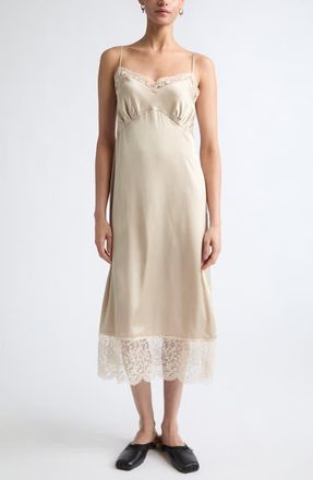 Simone Rocha Lace Trim Slipdress in Oyster at Nordstrom, Size 12
