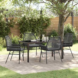 vidaXL Vidaxl - Conjunto De Comedor De Jard&iacute;n 5 Pcs Negro Rat&aacute;n Sint&eacute;tico